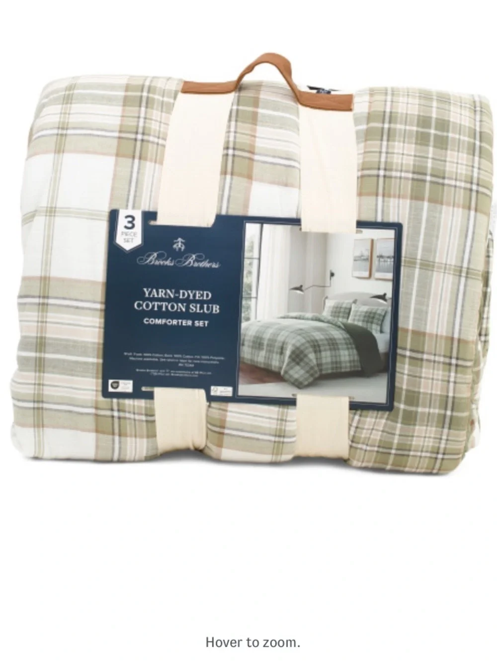Brooks Brothers Green and Cream Plaid Cotton Comforter Set